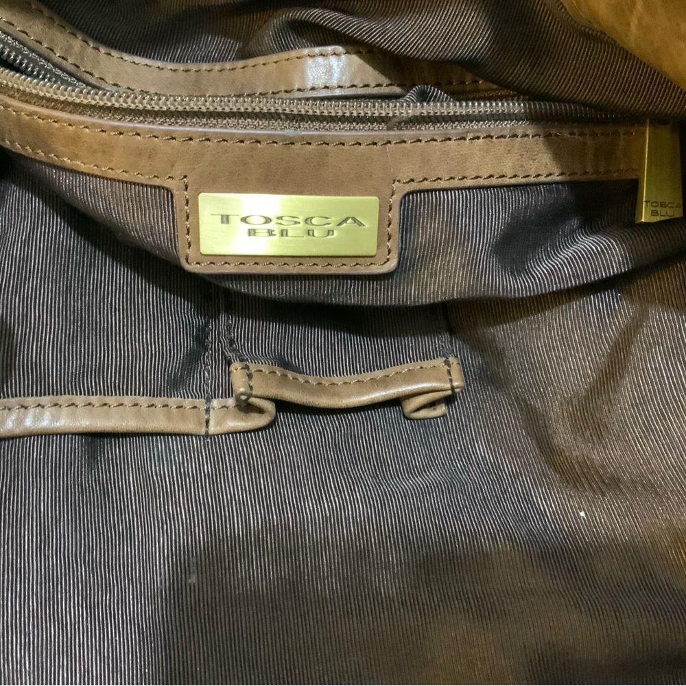 TOSCA BLU Leather Large Hobo Shoulder Bag gold brass hardware - Picture 10 of 12